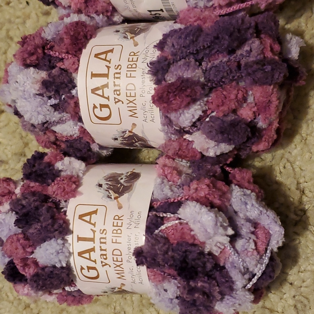 Gala Yarn popcorn style Yarn purples